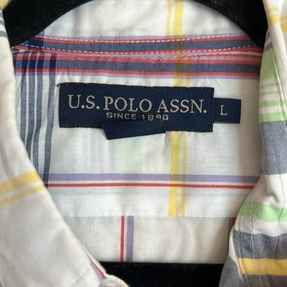 U.S. Polo Assn Shirt Size L Plaid Short Sleeve - Picture 2 of 5